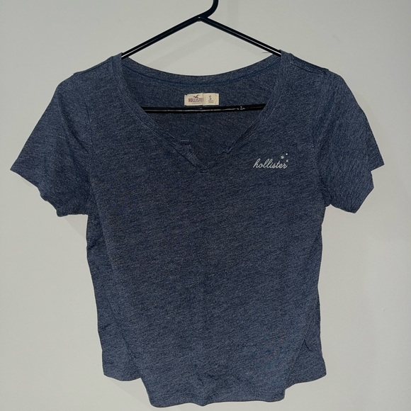 Hollister Tops - Hollister Women's Heathered Navy V-Neck Tee